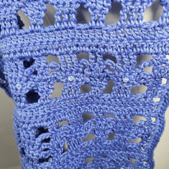 Handcrafted Beaded Crochet Classic Comfortable Cozy Casual Fringed Wrap Scarf - Picture 2 of 5